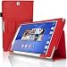 Produktbild igadgitz Rot PU Ledertasche Hülle Folie für Sony Xperia Z3 Tablet Compact SGP661 mit Multi-Winkel Betrachtungs + Auto Sleep/Wake + Handschlaufe + Stylus-Stift Elastischen Halter + Displayschutzfolie