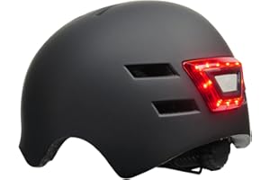 APACHIE Adjustable Adults Essential bike Helmet with USB Rechargable LED Lights, Multi-sport, Bike, Bicycle, Skateboard, E Scooter, CE Certified allround cycle helmet for unisex adults