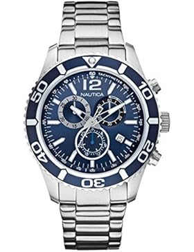 Nautica Herren-Armbanduhr XL Analog Quarz Edelstahl A16665G