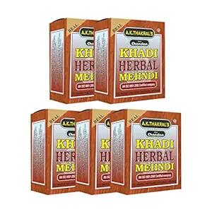KHADI ROSE VISTAA A.K.THAKRALS HERBAL MEHNDI | NATURAL BROWN | HAIR MEHNDI POWDER WITH NATURAL CHANDAN | FOR ALL HAIR TYPES | NO HARMFUL CHEMICALS | PACK OF 5 (65 G EACH)