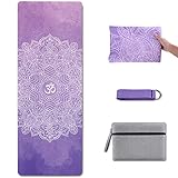 Espistmo Tapis de Yoga Pliable 1/16 Pouces Fin antidérapant, Design antidérapant, léger et Durable en Daim de qualité supérieure pour Les Voyages, Le Yoga et Le Pilates avec Sangle de Transport