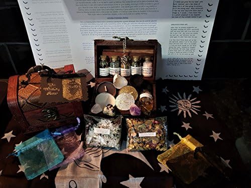 Witches Altar Chest ~ Spell Kits~ Crystals ~ Incense ~ Goddess Candles ~ Potion Bottles FREE Altar Cloth ~ Potent Oil ~ All Hand Blended On Full Moon ~ Pagan Wicca Celtic Witches Kit