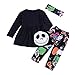 Produktbild MRULIC Babymode Festliche Baby Mädchen Oder Jungen 1Tops und 1Pants Halloween Kostüm Outfits Set(schwarz,130cm)
