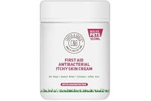 C&G Pets First Aid Antibacterial Itchy Skin Cream with SPF 50 | Natural Essential Oil | Maintains Cracked Itchy Skin | Lick Safe Non-Toxic Non-Irritant | Highly Absorbent Sun Cream for Dogs 100ml