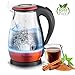 Produktbild TurboTronic Glas Wasserkocher 1,7 Liter mit Kalkfilter, LED Beleuchtung Blau, BPA Frei, Leistung: 2200 Watt, Farbe Rot