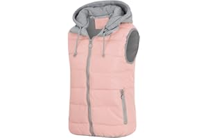 YYNUDA Women's Winter Quilted Gilet Sleeveless Vest Winter Warm Jacket With Hood Outdoor Waistcoats