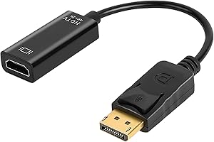 AXFEE DisplayPort to HDMI Adapter, DP to HDMI Converter, DP Male to HDMI Female Adapter Cable, Display Port to Hdmi Port Adaptor Support HDTV, Projector, Monitor, Desktop, Laptop (Black)