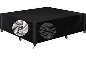 AEUUEU Bache de Protection Exterieur pour Table de Salon de Jardin 80x80x40cm/LxWxH Housse Salon de Jardin Carré, 600D Oxford Bâche Salon de Jardin Résistant à la Vent Pluie UV Déchirure