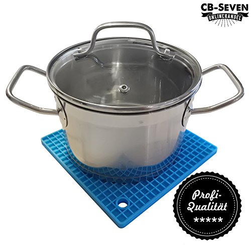 cb-seven’s 4-in-1 Profi Silikon Topfuntersetzer / Topflappen, Set (4 Stück), hohe Qualität, 4 Farben wählbar, multifunktional, langlebig, spülmaschinenfest, 8 mm stark - 4