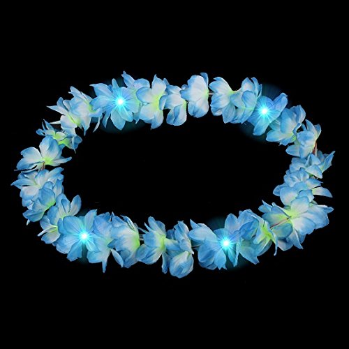 LED Blumenkette Blau Blumenketten Hawaiikette Hawaiiketten Hawaii Kette Blume Bumen Halskette Halsketten Deko - 2