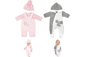 Neuytiky Vêtements De Poupée,Vêtement pour Poupées 35-43 cm, Lot de 2 Tenues Mignonnes avec Chapeau pour Poupées,Cadeaux pour Filles, Enfants(poupée Non Incluse)