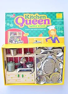 G4GIFT Mini Stainless Steel Utensils Non Toxic Indian Kitchen Set Great Kitchen Toys for Girls (Pack of 1)