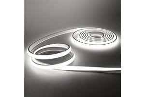 KISUFU Bandeau LED COB 220V, IP65 étanche Flexible néon LED Strip 288 Leds/m Bandes à LED Ruban pour DIY Chambre, Cuisine, Exterieur Maison Décoration. Blanc,15M