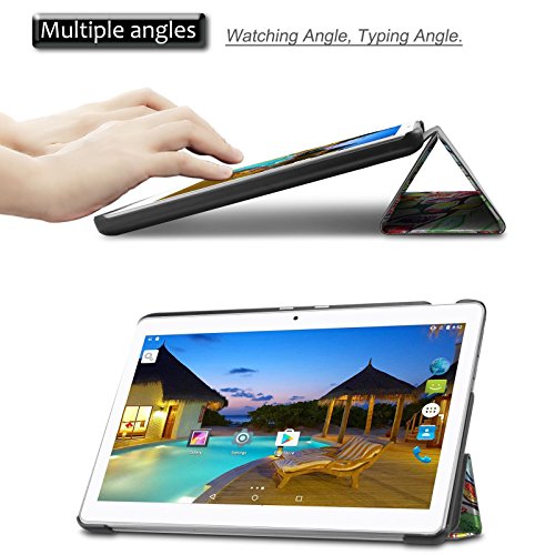 YunTab 3G Tablet 10.1 Zoll/ACEPAD A101 (10.1″) TABLET PC Hülle Case, Infiland Ultra Dünn Tri-Fold Muschel PU Leder Schlank Superleicht Ständer Shell Cover Schutzhülle Etui Tasche für 10.1″ Android Tablet-PC Inklusive XIDO X111, 10 Zoll Tablet Pc(25,7 cm), Artizlee 10 Zoll (10.1″) Tablet PC ATL-21L 1280×800, XIDO Z120/3G Tablet Pc 10 Zoll(Überprüfen Sie bitte die Details der kompatibelen Tablet-Modell-Liste in Produktbeschreibung)(Fröhlicher Baum) - 4