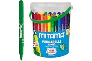 Mitama - 62875 - Maxi scorta Barattolo 50 pennarelli Jumbo Super Lavabili punta Maxi 5MM - COLORI ASSORTITI