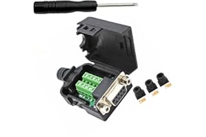 SHANFEILU Connecteur DB9 vers câblage sans soudure RS232 D-SUB femelle adaptateur série 9 broches noyau en caoutchouc noir avec étui, tournevis, écrous