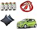 Auto Pearl Premium Quality Car Accessories Combo of Car Tyre Air Alert Valve Cap Set of 4 Pcs. & Car Vastra Cushion Pillow Black Color Set of 2 Pcs For Car & Home. & Car Heavy Duty Jumper Booster Cables Anti Tangle Copper. For Chevrolet Beat Type-2 RS.1572.00