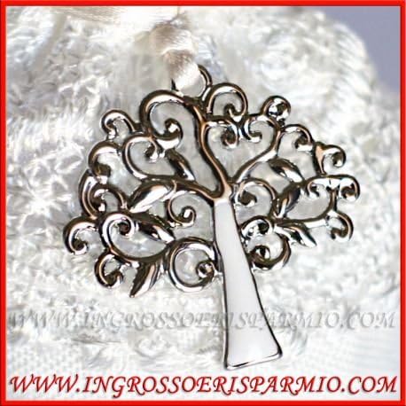 Metal pendant in the shape of the Tree of Life, Symbol of the Good Omens. Colour: Silver. Item Ideal For Gifts and (incluyo Made by yourself) at Weddings, Anniversaries, Birthdays, Communion, Baptism, Confirmation and births kit 48 pz.