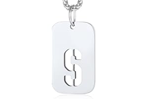 ChainsPro Men Dog Tag Necklace,Personalised Photo/Text Dog Tags for Men Boy Initial Letter Pendant with 22+2'' Chain,Silver/Gold/Black (Gift Wrapped)