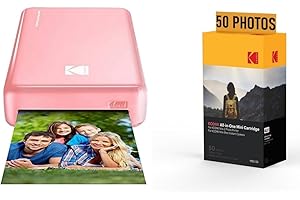 Kodak Pack Imprimante Photo Printer PM220 et Cartouche MSC50 - Photos 5.4 * 8.6 cm, WiFi, Compatible avec iOS et Android - Rose