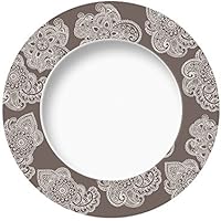 Excelsa Enjoy Plato Fruta Mehndi, Porcelana, Gris, 21 x 21 x 1.5 cm