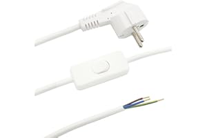 CHRISTOPH PALME LEUCHTEN Zuleitung mit Stecker und Schalter 3 Meter Weiß Anschlusskabel Netzkabel Stromkabel mit Schnurzwischenschalter und Winkelstecker 3x0,75qmm 250V W Länge 3000mm