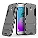 Produktbild COOVY® Cover für Samsung Galaxy J5 SM-J530 / SM-J530F / SM-J530F/DS (Model 2017) / J5 pro Premium Hybrid Bumper Schutzhülle mit Doppelschicht aus Plastik + TPU-Silikon, extra starkes Case mit Anti-Shock Schutzfunktion, Hülle mit Standfunktion | Farbe grau