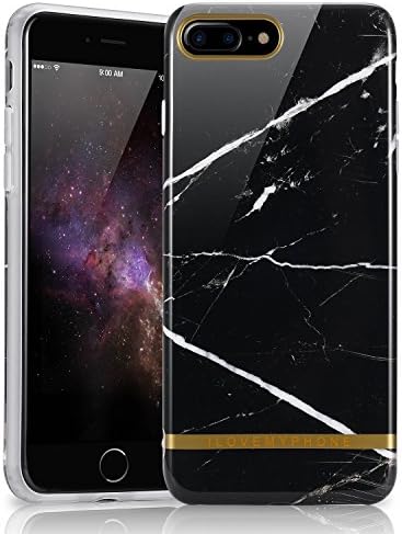 iPhone 7plus Case, Sophiebuy Marble Print Designer Shockproof Case Soft TPU Anti-Scratch Protective Case Cover For iPhone 7 plus 5.5", black Arabescato + gold