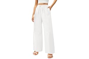 Zhiaek Pantalon Lin Femme Été Décontractés Pantalons Large Femme Fluide Mode Coton Lin Confortable Jogging Plage Rétro Pants Taille Elastique avec Poches