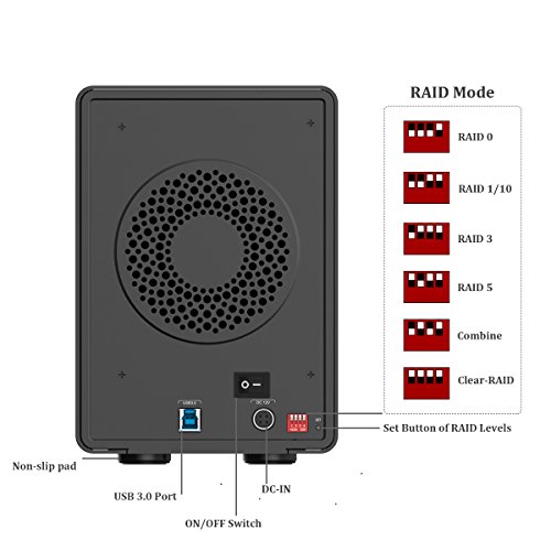 ORICO 9548RU3 4 Bay USB 3.0 Type A and Type C SATA HDD RAID Gehäuse für 3.5 Zoll HDD/SSD – Mit 12V/6.5A Stecker –Schwarz - 3