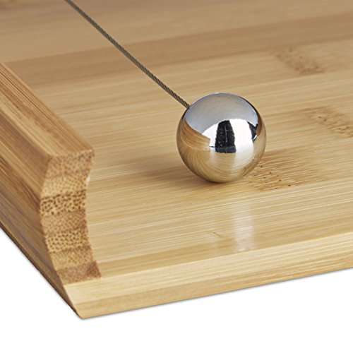 Relaxdays Serviettenhalter aus Bambus, HxBxT: 3,7 x 21,7 x 21,7 cm, Kugel als Beschwerer, Holz, Serviettenständer, natur - 3