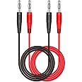 DollaTek 2Pcs P1041 4mm banana plug to banana plug multimeter test cable electronic test leads extension - Red + Black