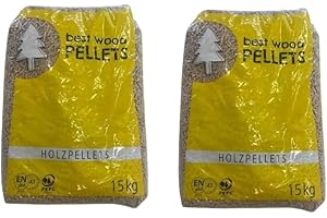 HOLYHOME Pellet 100% Abete ecologico per stufa - 2 confezioni da 15kg combustibile sostenibile e ad alte prestazioni per riscaldamento domestico | Certificato EnPlus-A1 (30 kg)