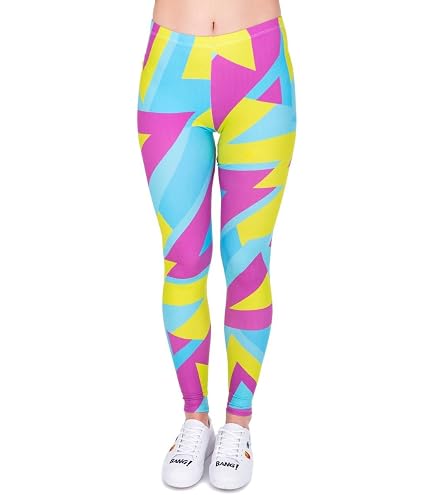 Faschingskostüme Damen W WIDMANN MILANO Party Fashion - Leggings 80s Neon Stulpen Gold Glitzer