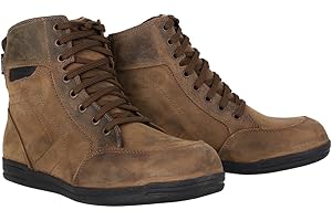 GENERIC Oxford Kickback Mens Motorcycle Boots -Leather, Breathable, Reinforced, Ankle Support, Anti-Slip Sole Motorbike Riding Shoes