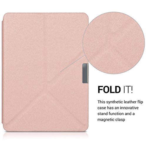 kwmobile Funda para Kobo Aura Edition 2 - Carcasa para e-Reader Estilo  Origami  - Case de e-Book en  Oro Rosa 
