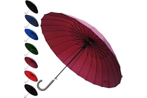 COLLAR AND CUFFS LONDON - La Forza Di 24 Bacchette - Antivento EXTRA ROBUSTO - Struttura Rinforzata con Fibra di Vetro - Manico In Legno - Automatico - Ombrello Classico - Calotta 130 cm Arco