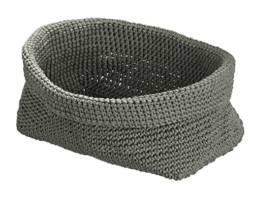 WENKO 2630100 Häkelkörbchen Malia Grau, Polypropylen, 25 x 15 x 15 cm, Grau