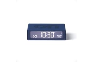 Lexon Flip Mini Réveil Matin de Voyage, Horloge numérique LED on/Off à luminosité réglable, Rechargeable et Tactile, idéal comme réveil de Chevet - Bleu Sombre