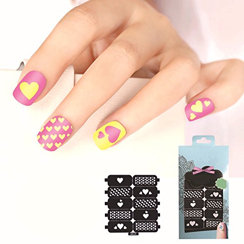 Nail Art Design Nail Vinyls Nail Stencil Sheets Stencil Stickers Template Stamping Nail vinyl heart - FashionLife