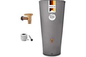 4rain Vaso 2in1 Regentonne 220 Liter zinkgrau inkl. Kunststoff-Auslaufhahn und Fallrohranschluss - Regenfass, Regenwassersammler, Regenwassertonne, Regenwassertank, Wassertank, Regensammler