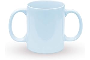 ANCIENTIMPEX Tasse mit zwei Griffen, Keramik-Trinkbecher mit zwei Griffen, für sicheren Halt, 350 ml, Blau