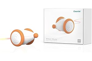Cheerble Jouet Chat Interieur Interactif, Jouet Automatique pour Chat avec Lumières LED, Jouet Électrique Intelligent pour Chat, Rechargeable par USB, Cadeau pour Chaton (Abricot)