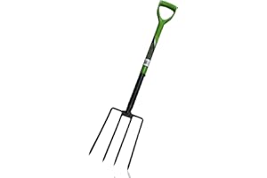 GBS BROTHERS GBS Heavy Duty Garden Fork, Lightweight Carbon Steel Border Fork with Soft Grip D Handle for Lawn Garden Tools, Digging, Mucking Out Fork, Border Digging Fork 4 Prong Cultivating All Types Of Soil