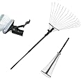 Garden Rake 80-152 cm Adjustable Soil Rake Artificial Grass Rake,Telescopic Rake for Lawn,15 Tines Soil Rake Moss Rake for Collect Loose Debris Among Plants, Lawns and Yards