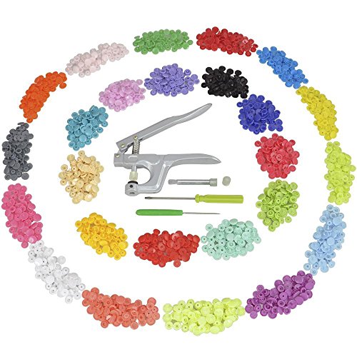 Yahee 350 Set T5 SNAPS Druckknopf Zange Druckknöpfe 25 Farben Nähfrei Buttons - 2