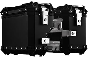 YGLOPHIC Valigie Laterali In Alluminio Per Moto 38L Tour Trunk Borse Da Sella Rigide Universali Borse Laterali Per Moto Impermeabili E Anticollisione Con Serratura Di Sicurezza Per Bagagli Del Casco Black,B