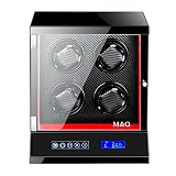 Automatische Uhrenbeweger Box Für Männer, Smart LCD Touch Screen + Fernbedienung Uhr Aufbewahrungsboxen Mit LED-Leuchten,Black