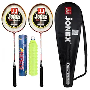 HIPKOO Jonex Faster Badminton Set with 2 Rackets and 10 Plastic Shuttlecocks Badminton Kit @Hipkoo