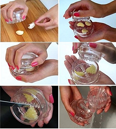 fulla2116 Knoblauch Ginger Manuelle Crusher Twist Küche Werkzeug (transparent) - 4